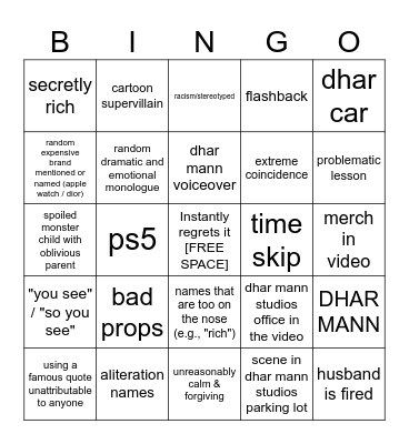 Dhar Mann Bingo v2 Bingo Card