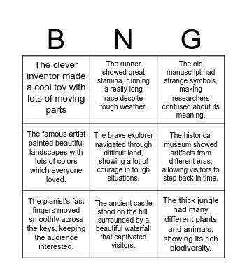 Context Clues! Bingo Card