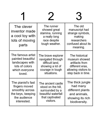 Context Clues! Bingo Card