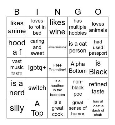 Could You Date Raven? Bingo Card