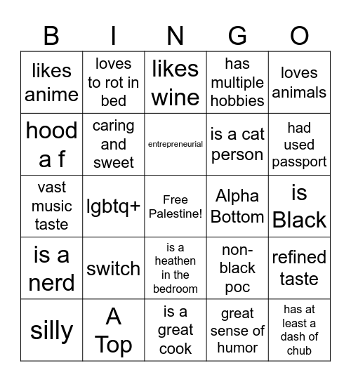 Could You Date Raven? Bingo Card