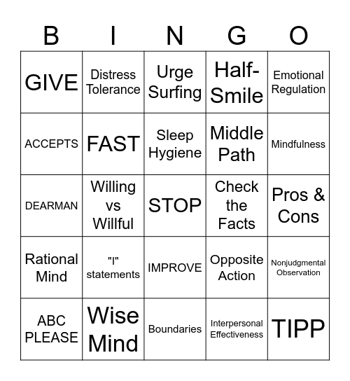 SKILLS BINGO Card