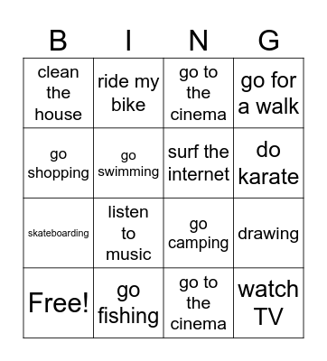 Free time ! Bingo Card