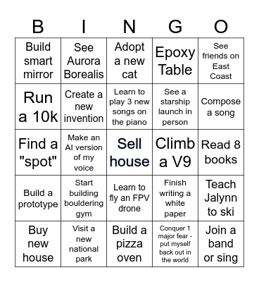 2024 Goals Bingo Card