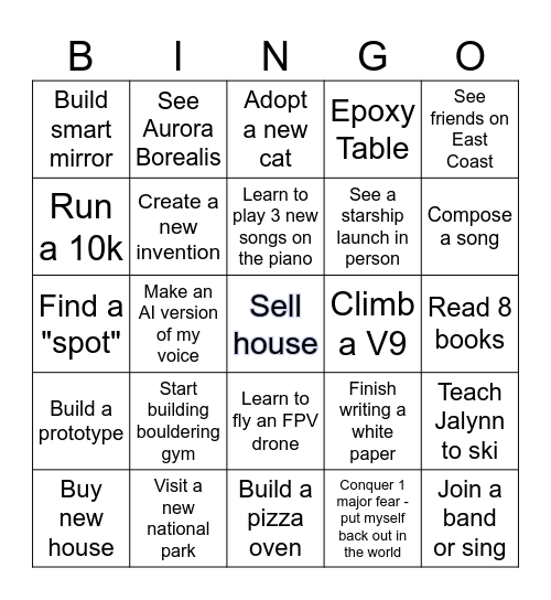 2024 Goals Bingo Card