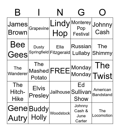 Music Bingo! Bingo Card