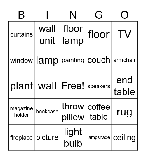 The Living Room Bingo Card