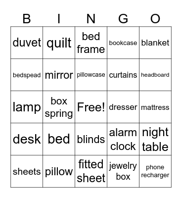 The Bedroom Bingo Card