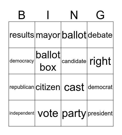 Election Day Bingo Card