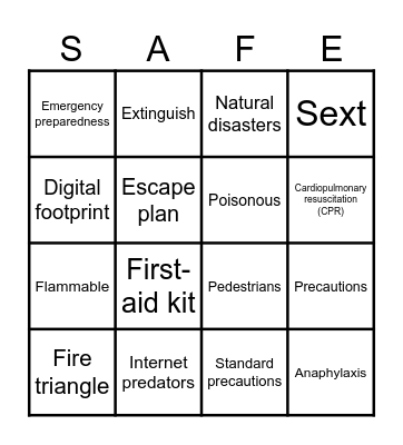 Safety Bingo Card