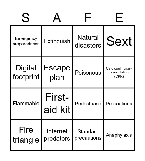 Safety Bingo Card