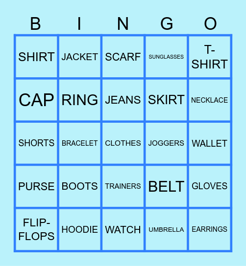 CLOTHES BINGO Card