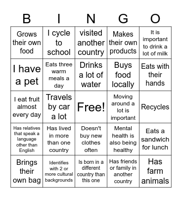 Culture Match Bingo Card