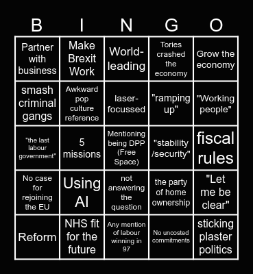 Keir Starmer bingo Card