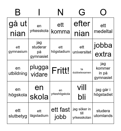 Megafon 3 Studier Bingo Card