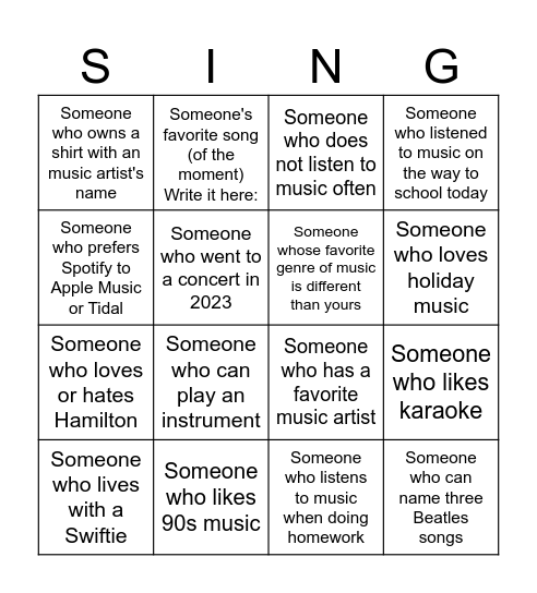 Human Bingo Card