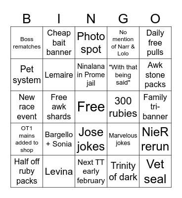 CotC 1.5 anniversary TT Bingo Card