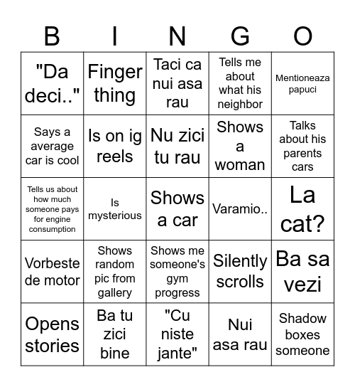 Dave Bingo Card