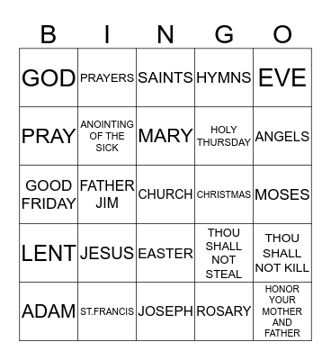 FAITH WORDS Bingo Card