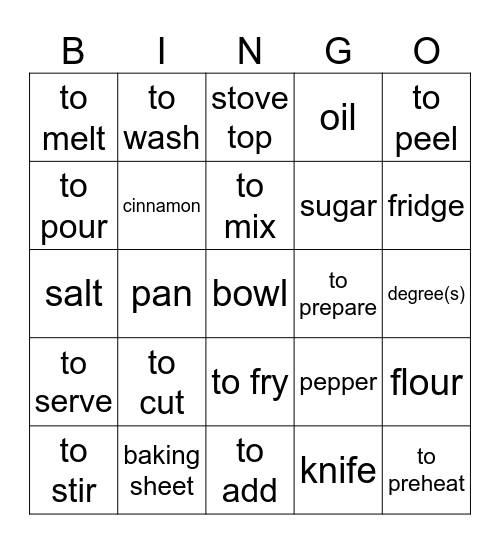 Essen - Deutsch 4/AP Bingo Card