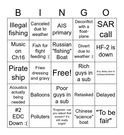Northern Adventures Bingo Card
