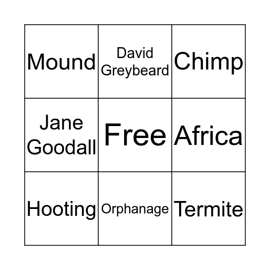 David Greybeard Bingo  Bingo Card
