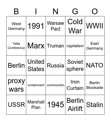 S1 Cold War Review Bingo Card