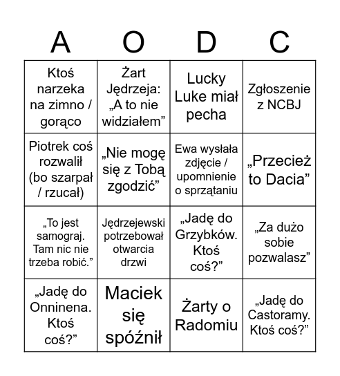 Bingo 2.0 Działu Serwisu Bingo Card