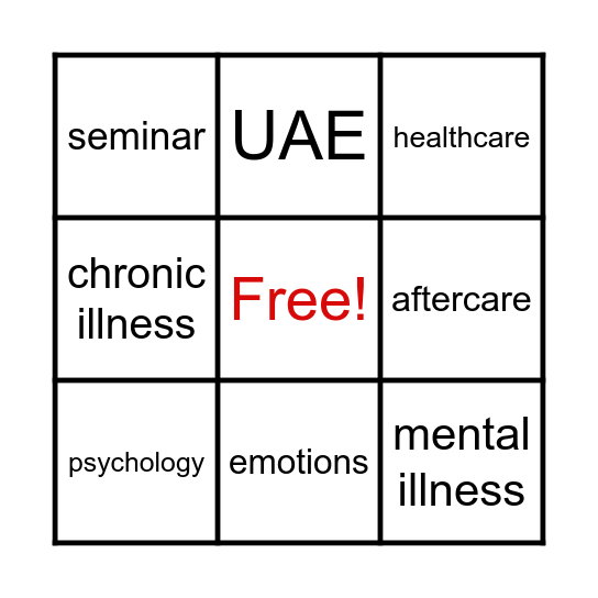 Health Psychology Bingo Card