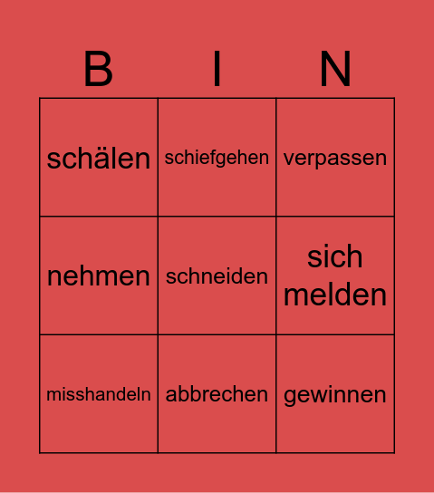 Oh, Präteritum Bingo Card