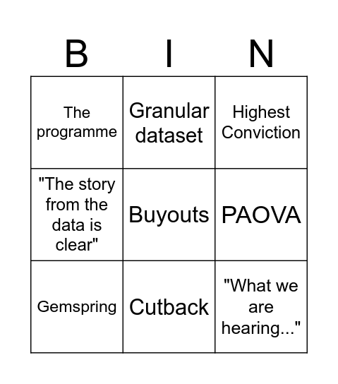 DL Bingo Card