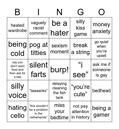 sam bingo Card