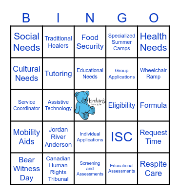 Jordan's Principle Bingo Card