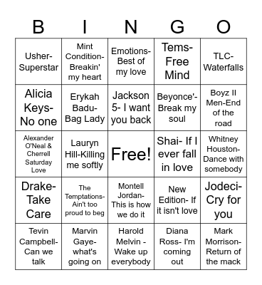 R & B BINGO Card