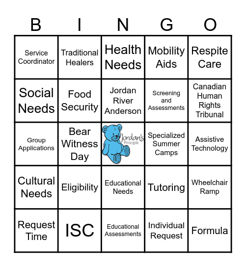 Jordan's Principle Bingo Card