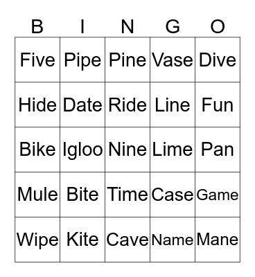 Phonics 3 Bingo Card