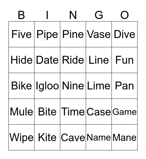 Phonics 3 Bingo Card