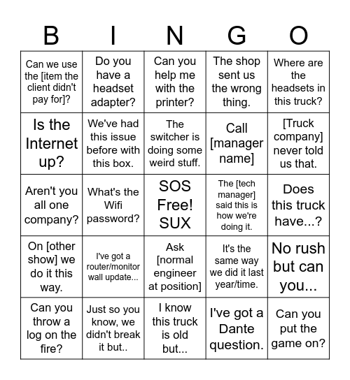 NEP Bingo Card