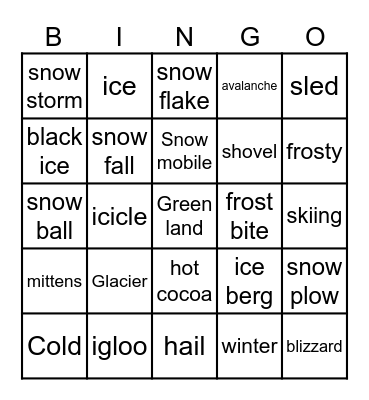 Blizzard Bingo Card