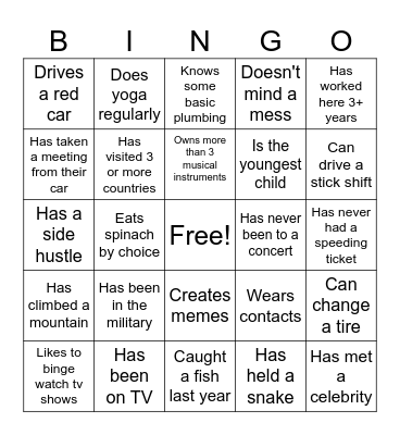 Find someone who... Bingo Card
