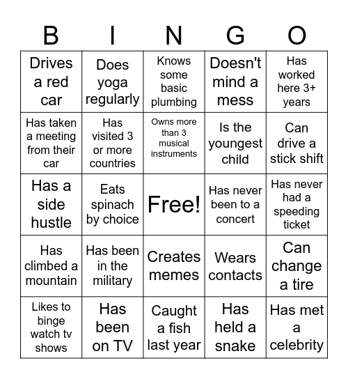 Find someone who... Bingo Card