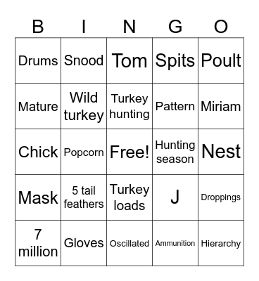 Talking Turkey Bingo Card