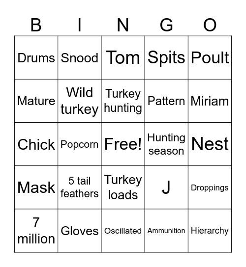 Talking Turkey Bingo Card