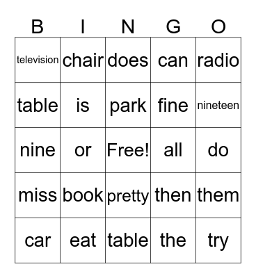Untitled Bingo Card