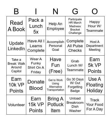 HR Social Happiness Bingo Card