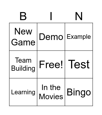 Example Bingo Card