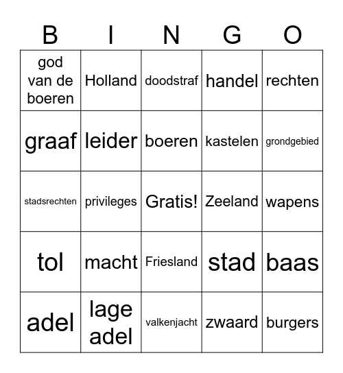 Floris V Bingo Card