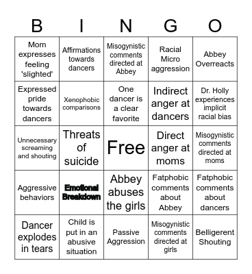 Tone and Bigotry BINGO Card