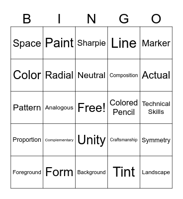 Art Vocab Bingo! Bingo Card