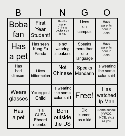 GBM 1 Bingo Board! Bingo Card